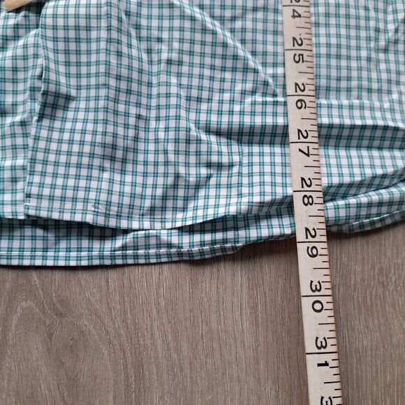 Charles Tyrwhitt Dress Shirt Mens Large Green Grid Check Non Iron Slim Fit - Picture 9 of 9